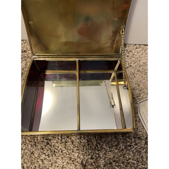 Vintage Thomas Kincade Jewelry Box Enesco Brass Glass Mirrored - Picture 7 of 8